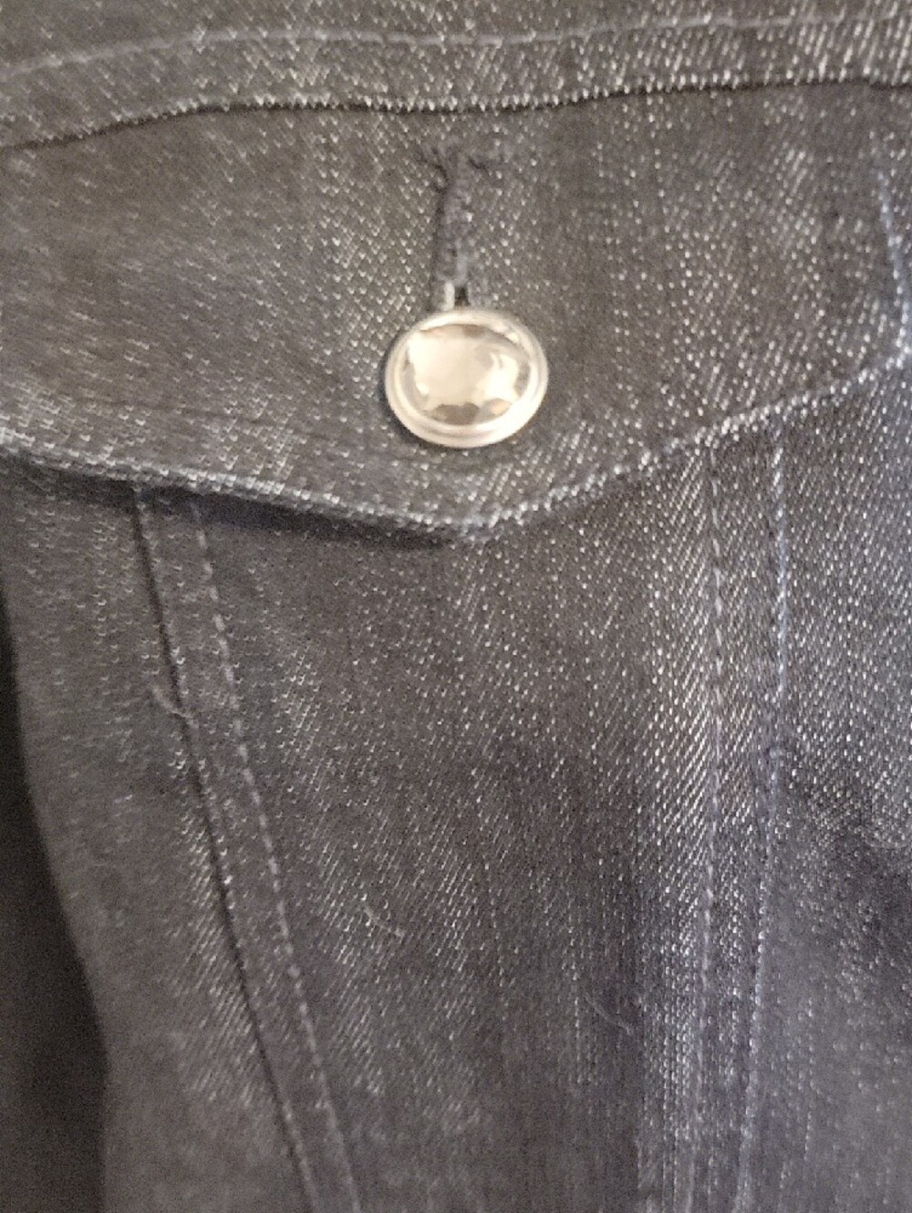 Chico's Platinum Denim Jacket with Hem and Cuff Stud Detailing - Picture 4 of 6